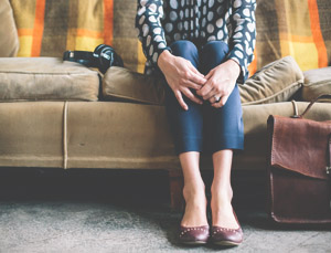 girl sitting on a couch