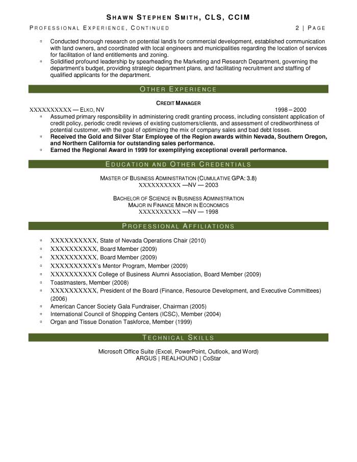 Real estate development director resume