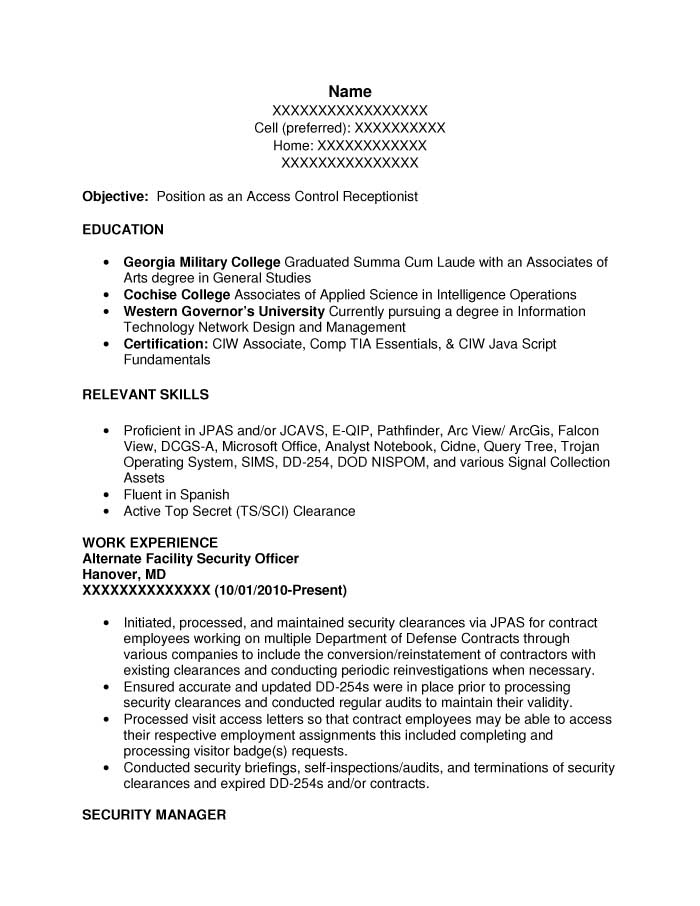 Intel resume samples