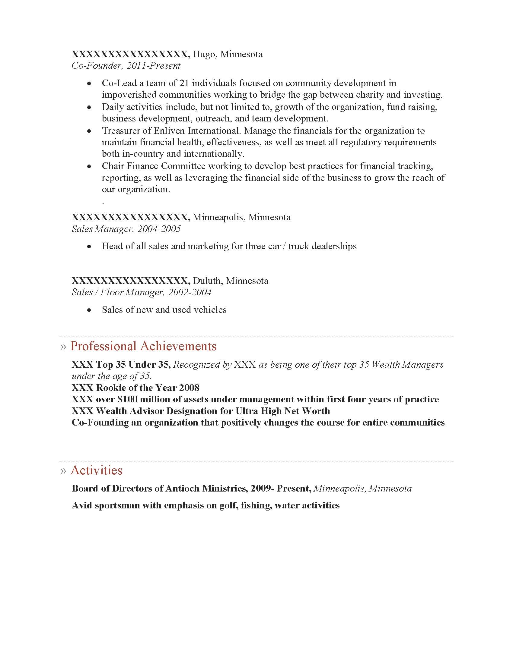 Executive mba resume