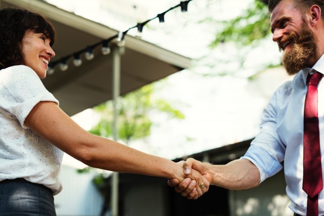 Handshake with interviewer