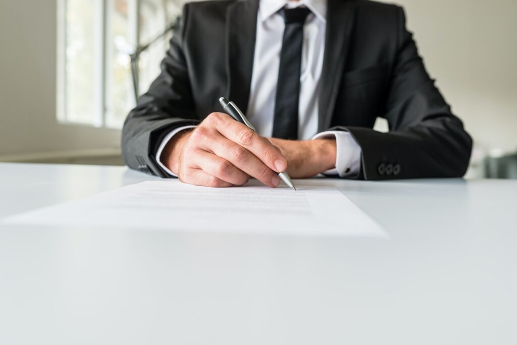 Man writing his professional profile