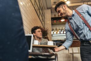 Food server in a fine-dining restaurant