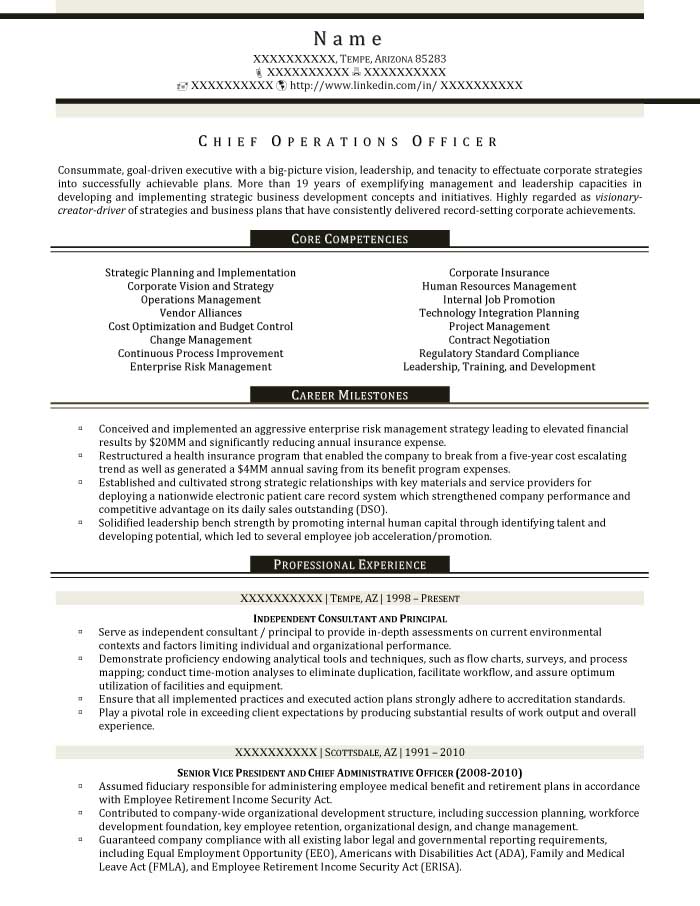 Good Resume Examples For All Careers - Chief Operations Officer Resume Sample After 