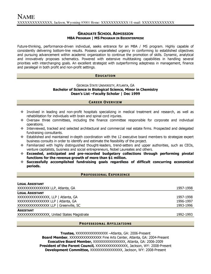 Good Resume Examples For All Careers - Graduate School Admission Resume Sample After