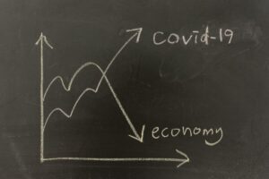 chart drawn in chalk detailing the impact of COVID-19 to the economy