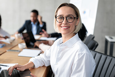 Corporate Woman Smiling Confidently