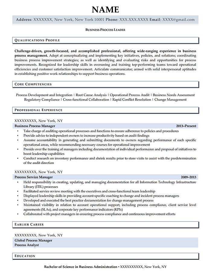 Executive Resume Business Process Leader