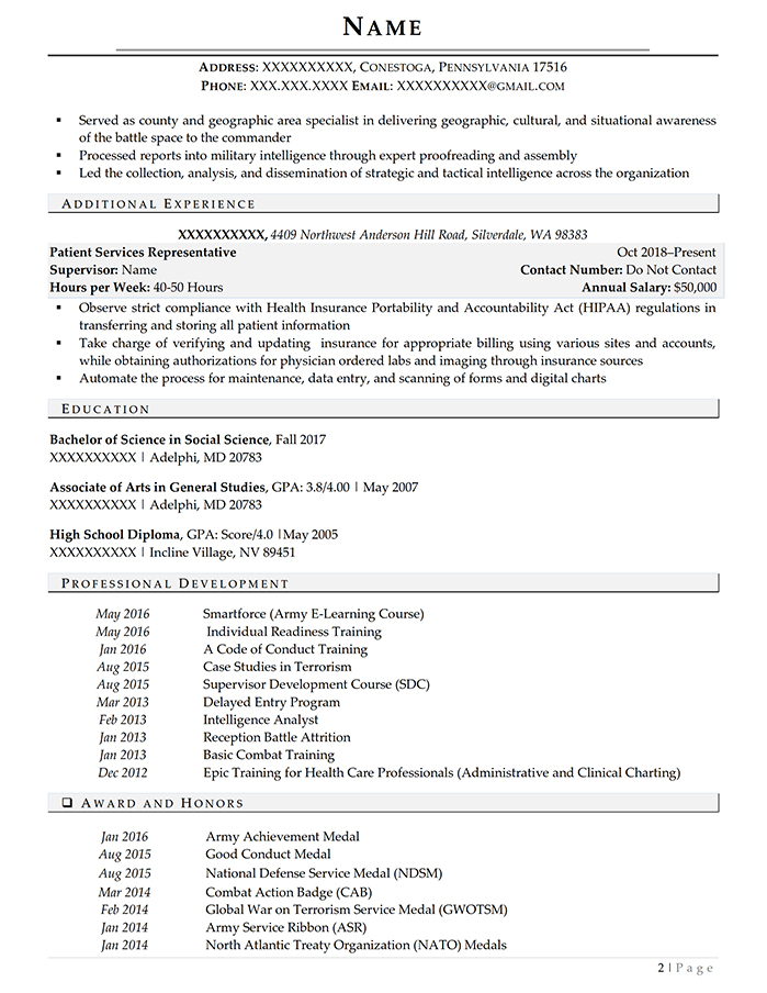 Federal Resume Human Resources Manager Page 2