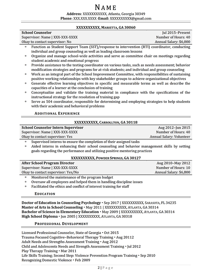 Federal Resume Social Worker Page 2