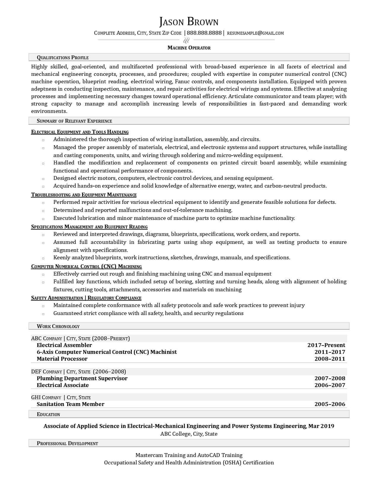 Resume Prime Functional Resume Sample